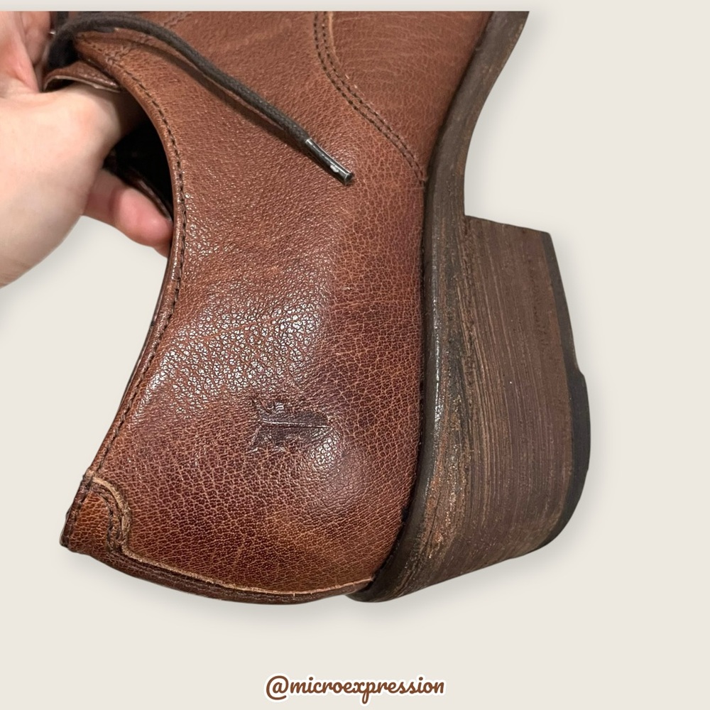 $369 Frye Carson Lace-Up Cognac Brown Leather LaceUp Oxford Academia Ankle Boot - Picture 13 of 16